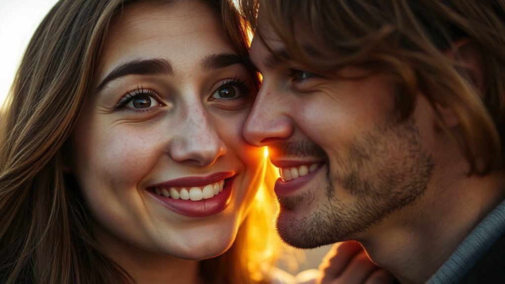 cheek kiss playful connection