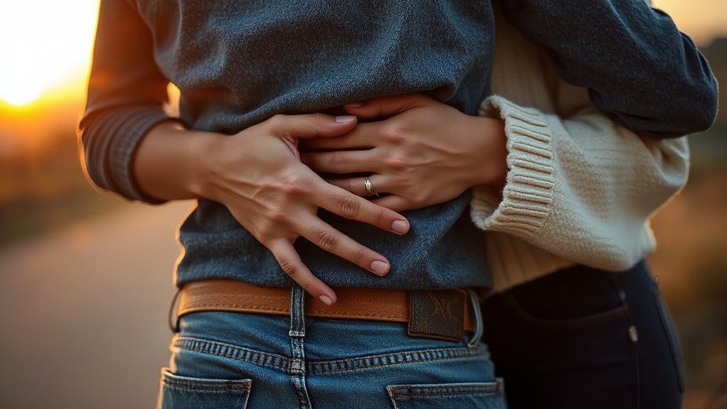 intimate waist embrace kiss