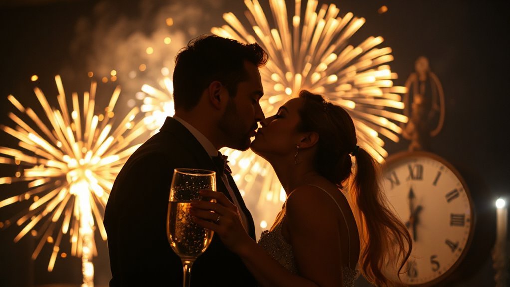 midnight kiss under stars