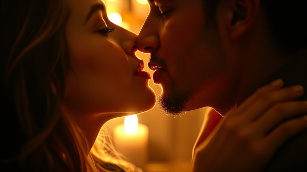 passionate kiss atmosphere creation