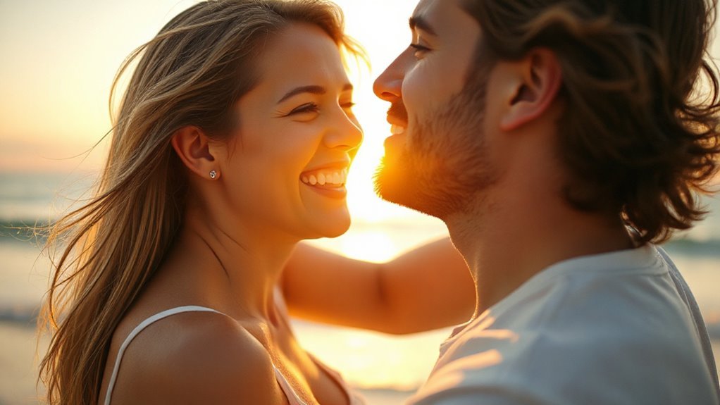 secluded beach surprise kiss