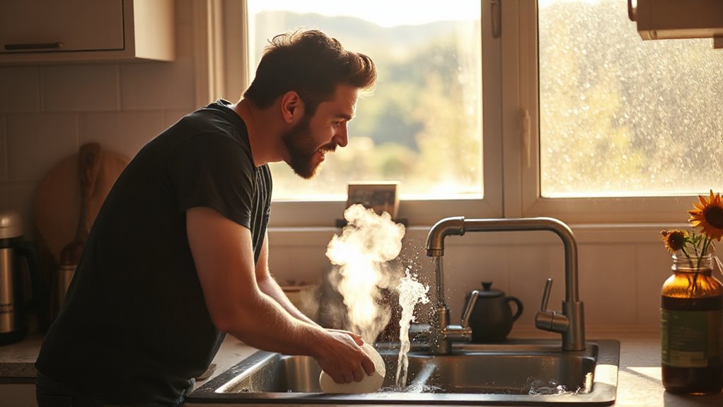 spontaneous kisses during chores